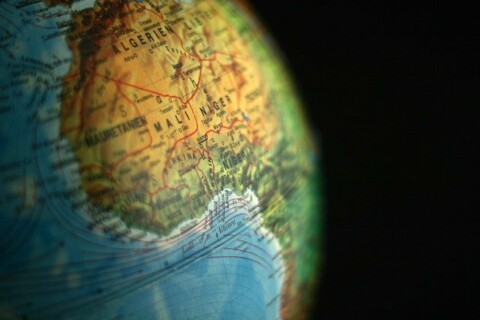 Close-up of Africa on a globe